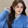 Korean Style Blue Round Ball Earrings - Sweet & Cute Spring/Summer Jewelry