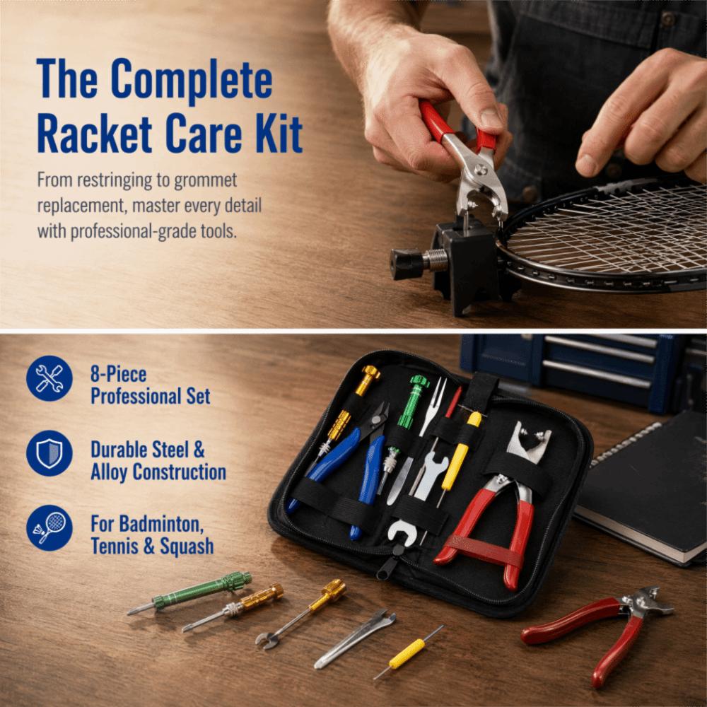 9pcs Portable Design Stringing Clamp Tool Kit Badminton Racket Grommets Tool For Tennis Racket