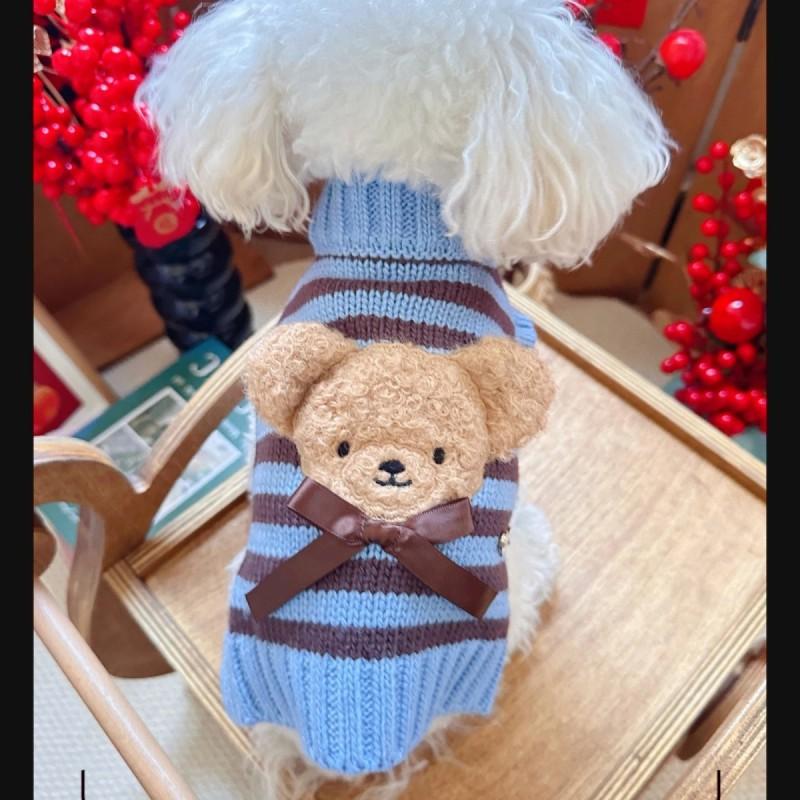 Winter Dog Sweater Small Breeds Pomeranian Teddy Bear Style Cotton Knit Warm Pet Clothing