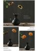Zen Style Black Ceramic Mini Vase for Dried Flowers – Retro Chinese/Japanese Decor Ornament