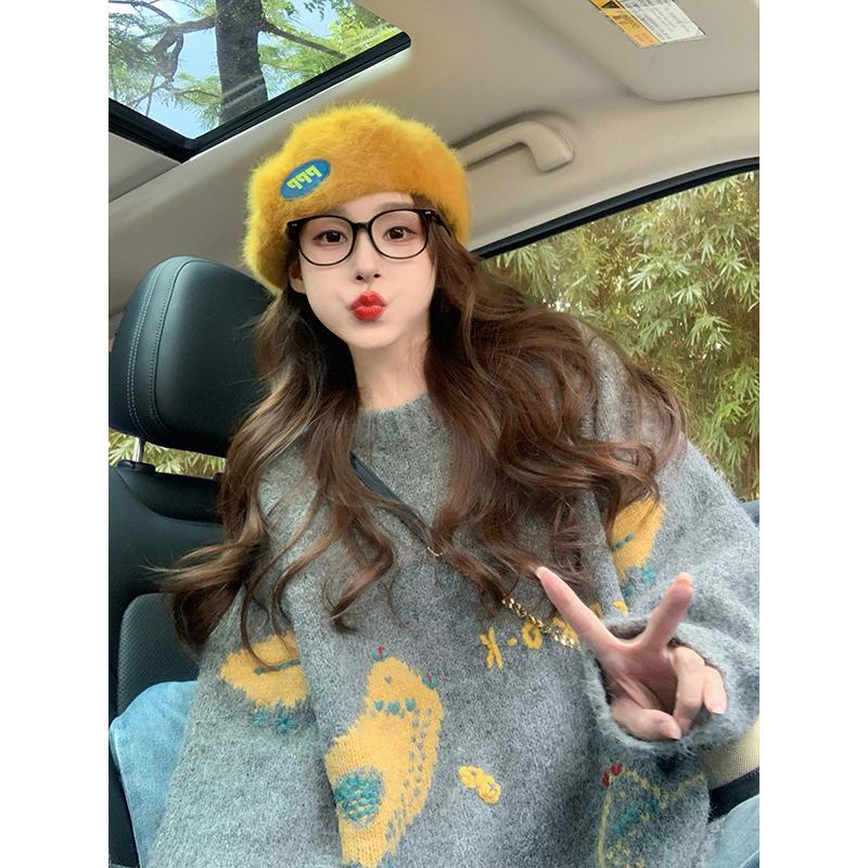 Orange sweater women s 2 new autumn and winter thickened retro age-reducing loose and lazy knitted sweater 2xl recommended 130-145 4840₽