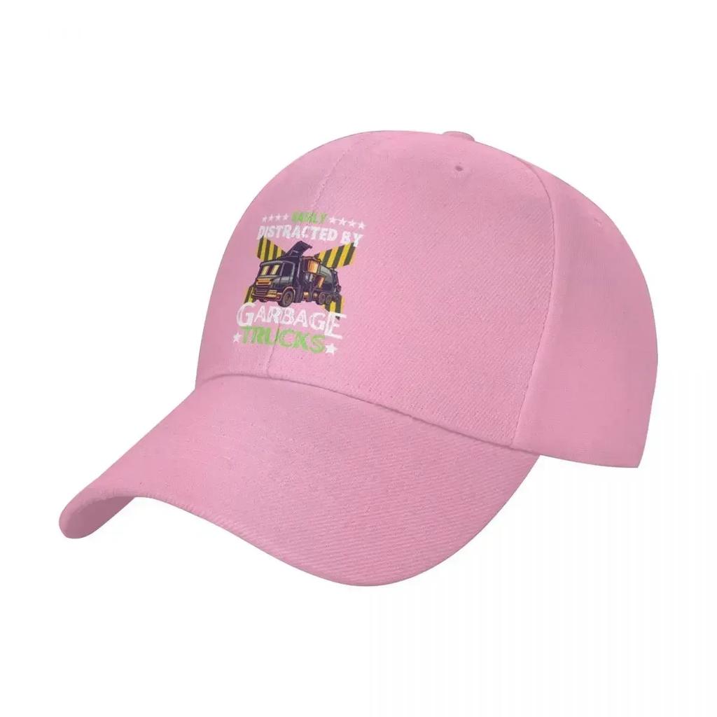 Easily Distracted By Garbage Trucks Baseball Cap Fashionable Hat Man For The Sun Custom Hat Black Mens Womens