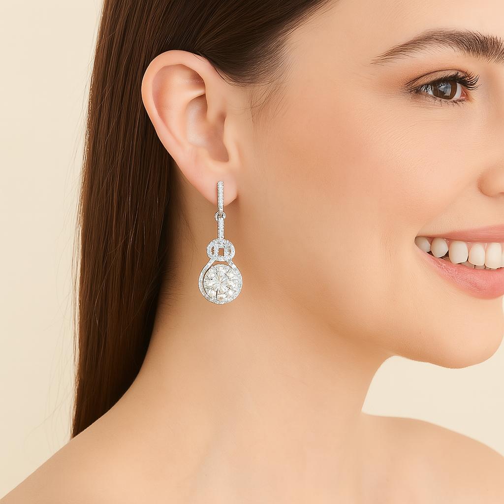 Moissanite Bow Drop Earrings - 925 Sterling Silver