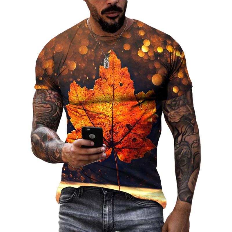 

Новые модные осенние футболки с рисунком пейзажей, летние мужские повседневные футболки с пейзажным узором, большие футболки с круглым вырезом и 3D принтом, топы L