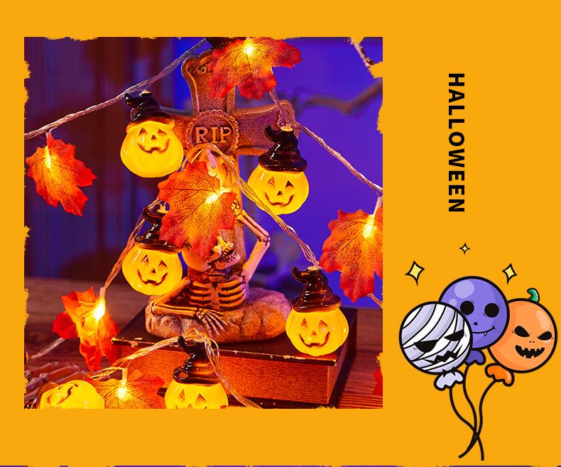LED Maple Leaf Pumpkin Lantern Halloween Decorations for Window, Bar, Party Scene, and Atmosphere Lighting