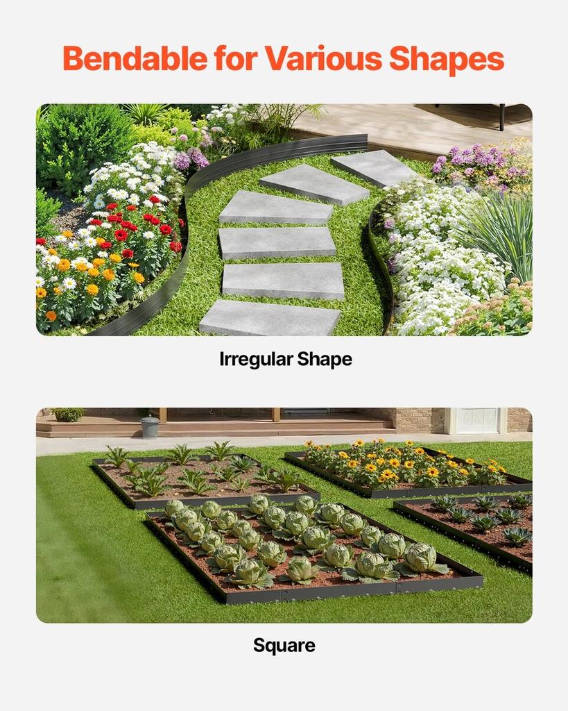 Metal Landscape Edging 10Packs 60in Rust-Resistant Bendable for Yard Garden
