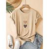 Three Heart-shaped Printed Fashionable Retro Style Women's Summer Casual Sports Style Top Round Neck Short Sleeved T-shirt Deep Space Gray