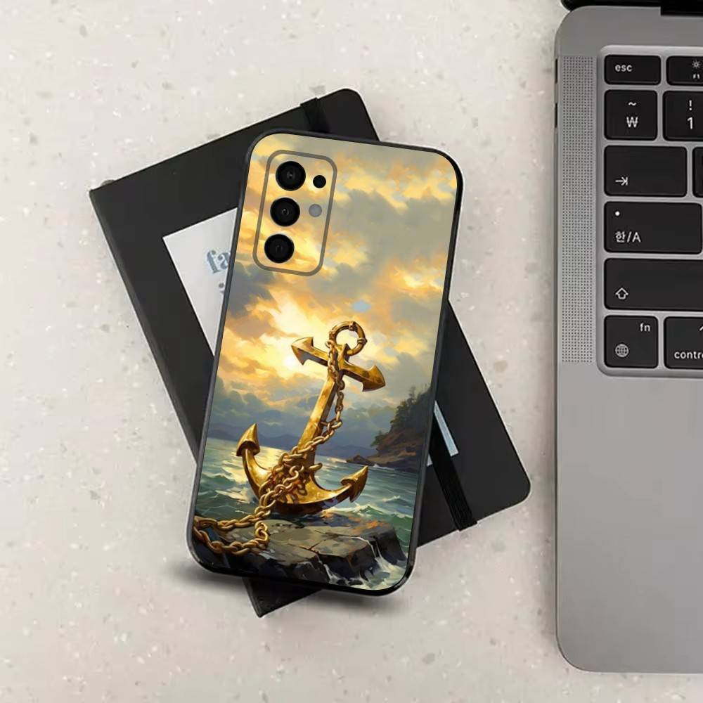 Ocean Anchor Sailing For Samsung Galaxy A53,31,52,72,41,22,73,32,71,Note,J7,8,9,5G Soft Black Silicone Phone Case