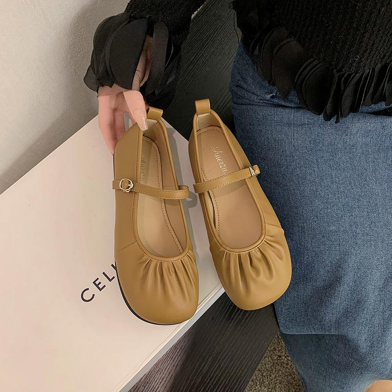 

Французские туфли Мэри Джейн на мягкой подошве, шапочки, женские весенне-летние новые балетки, туфли для бабушек, модная обувь на мягкой подошве для беременных женщин 40 темно-коричневого