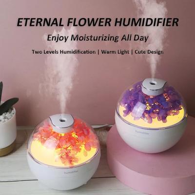 2025 Nuevo Cable de Alimentación USB Mini Humidificador de Aire con Forma de Flor Simulada Difusor de Aroma Difusor de Aceites Esenciales Con Luces Nocturnas Cálidas