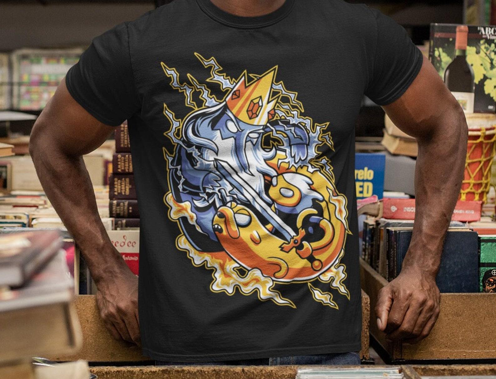 Retro Adventure Time Finn and Jake Vs Ice King Vintage Tee L