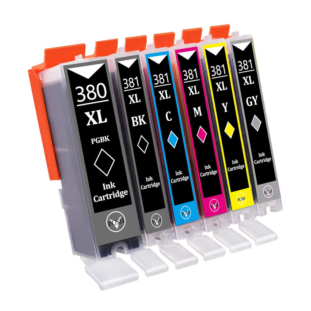 

Canon Ink Cartridge Set for Canon PIXMA and TS8130 Individually with Remaining Capacity BCI-381/BCI-380 (6-Color) TS8430, TS8330, TS8230, (High-Yield,