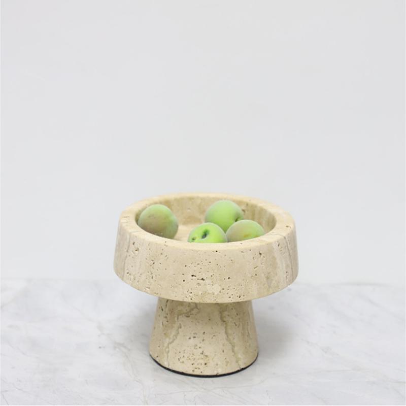 Natural Marble Tray, Beige Limestone Fruit Tray, Jewelry Storage Tray, Living Room Decoration Ornaments, Desktop Storage Rack