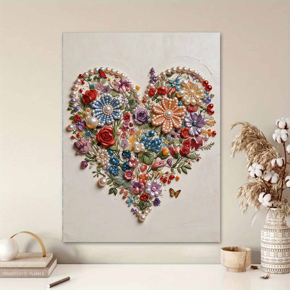 Frameless Love Pearl Painting Kit 30x40cm Floral DIY Pearl Art Elegant Gem Art for Home Wall Decoration Perfect for Living Room & Bedroom