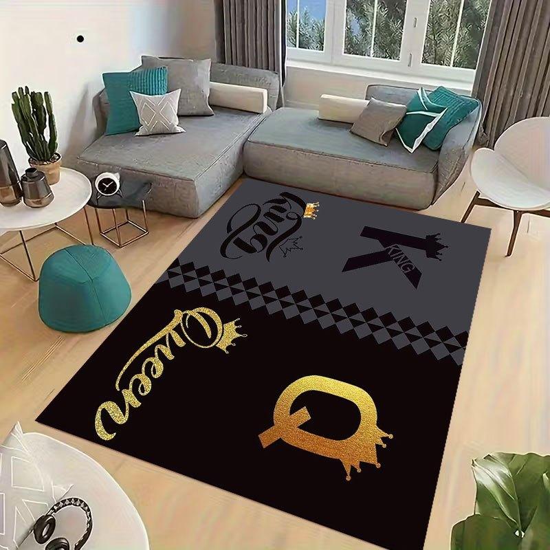 

1pc King & Queen Couple Throne Pattern Luxury - Super Soft Short Pile Non-Slip Large Rug Suitable for Living Room, Bedroom, Dining Area 80cm x 120cm