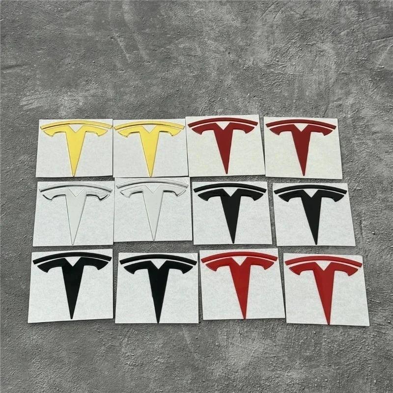 EPYFH1 Front Bumper or Rear Trunk Logo for Tesla Replacement Kit Model 3/Y - Metal Blackened Logo Emblem Car Exterior Decoration Parts
