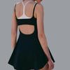 Womens High-Elastic Quick-Dry Yoga Jumpsuit With Built-in Bra Pad Color-Block Backless Sport Dress Running Gym Tennis