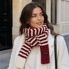 Neck Protection Winter Warm Scarf Striped Pattern Neck Scarf Vintage Knitted Long Scarf  Winter