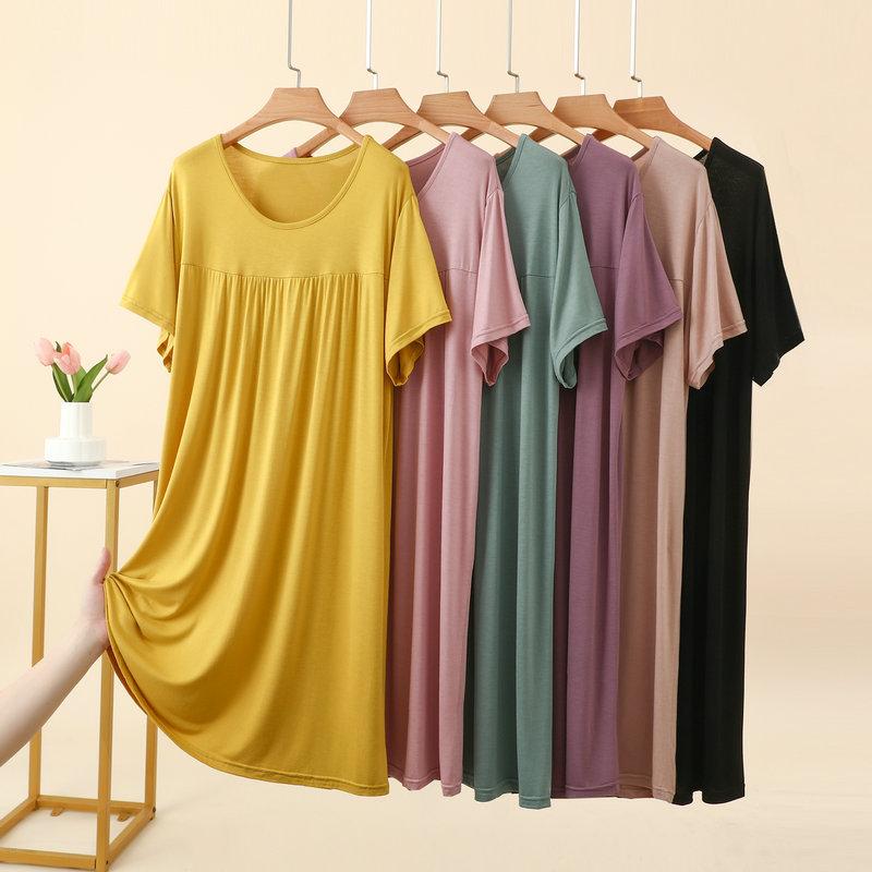 Modal Casual Loose Dress Plus Size Summer Women's Homewear Sleepdress Lightweight Nightgown Comfort Loungewear