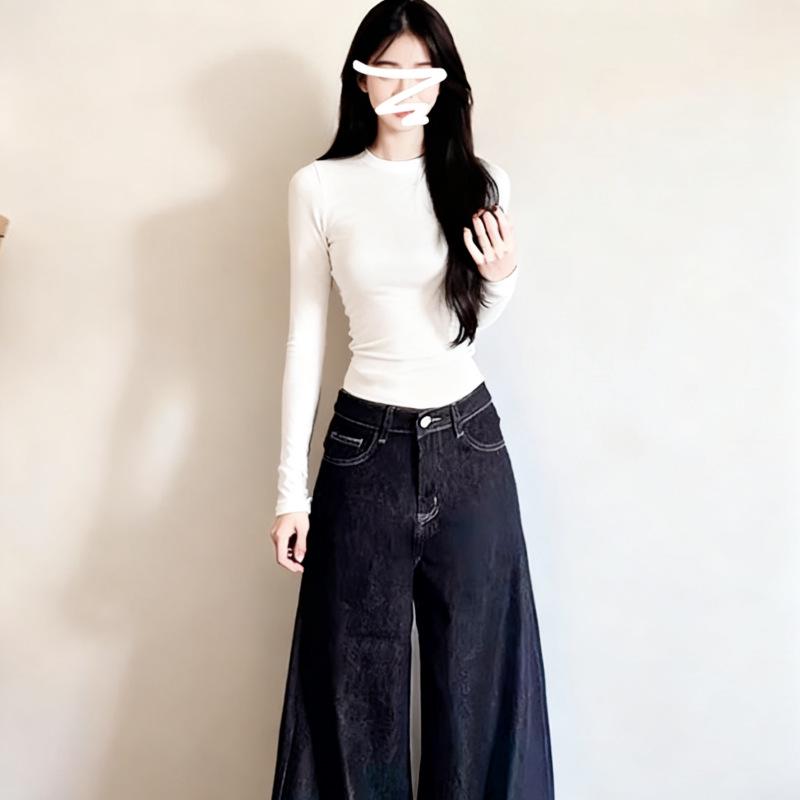 

Women s Slim-fit Waist-cinching Long Sleeve Base Layer Top, Round Neck, Spicy Girl Style, Winter 2025 2XL (125-140 cm)