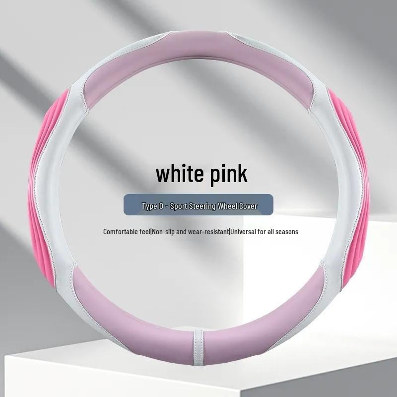 Patchwork Leather Steering Wheel Cover with Massage Grip for All Seasons