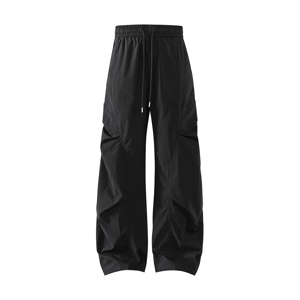 American Trendy Brand Pinch Pleated Design Overalls Elastic Waist Drawstring Loose Wide-leg Pants Thin Vibe Mopping Pants