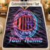 Flannel BlanketAC Milan Custom Name Text Personalized Soft Warm Throw Blanket Home Decor Gift
