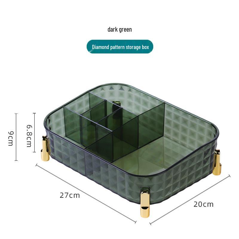 Elegant Transparent Cosmetics Organizer Box 27x20x9 зелёный