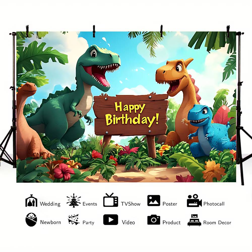 Inosaur Jungle Birthday Party Background Photography Castle Wizard Platform Street Birthday Party Decoration Gifts Props Poster