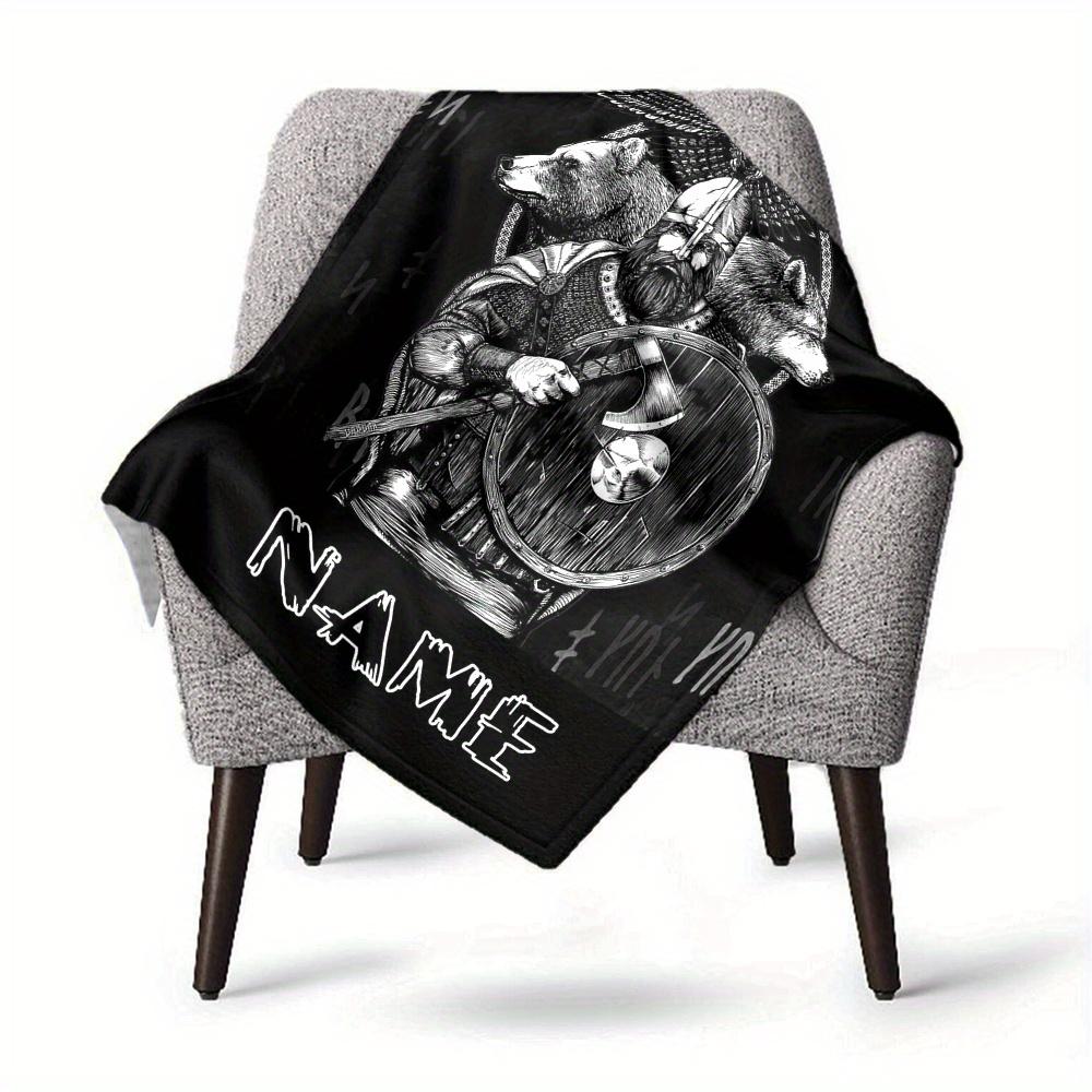 Viking Warrior With Bear And Wolf Home Blankets Comfortable Soft Lightweight Multiseasonal Blanket For Picnics Sofas Offices Beds Living Rooms Perfect