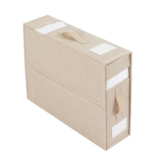 

Складной комплект простыней, органайзер для простыней размера «queen-size»/«king-size», пододеяльников и наволочек, органайзер для шкафа с имитацией льна с застежкой-молнией для постельных принадлежностей бежевый