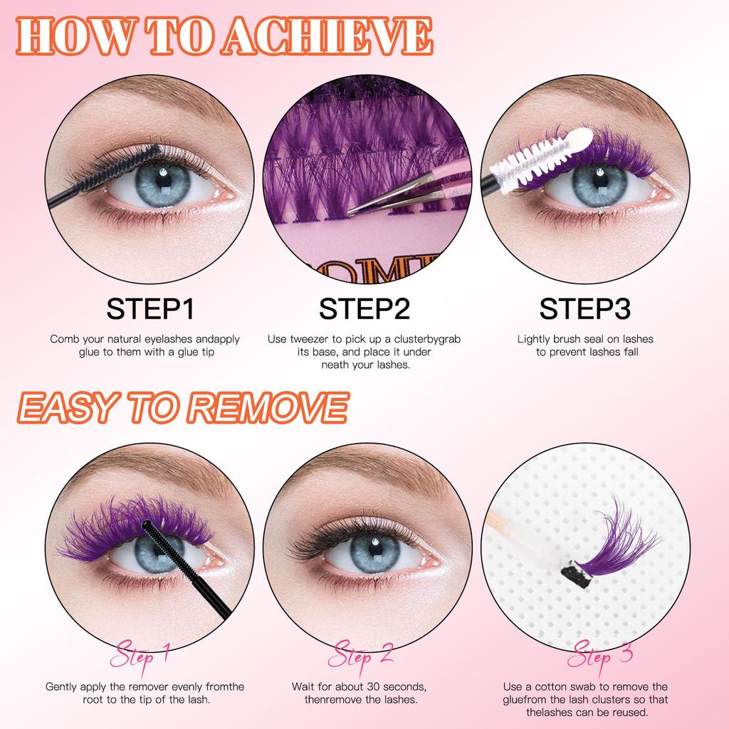 Color D Song Single Cluster False Eyelash Set 8-16Mmdiy Segmented Grafting Thick Eyelashes