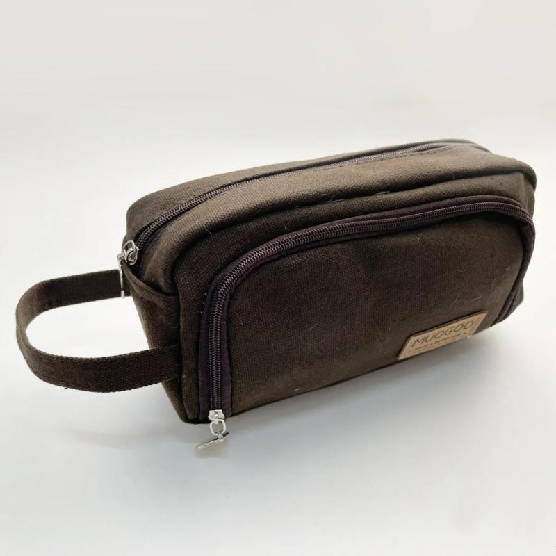 Simple Color Large Capacity Double Layer Pencil Case Stationery Eraser Storage Bag Student Office Stationery Pencil Case