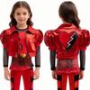 Red Punk Rock Cosplay Costume Movie Anime Inspired Outfit With Jacket Top Pants Halloween Theme Party Birthday Carnival Costumes