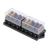 8 Way Car Long Blade Fuse Holder Box DC 12V 15A with 8pcs Fuse Universal Vehicle Accessory