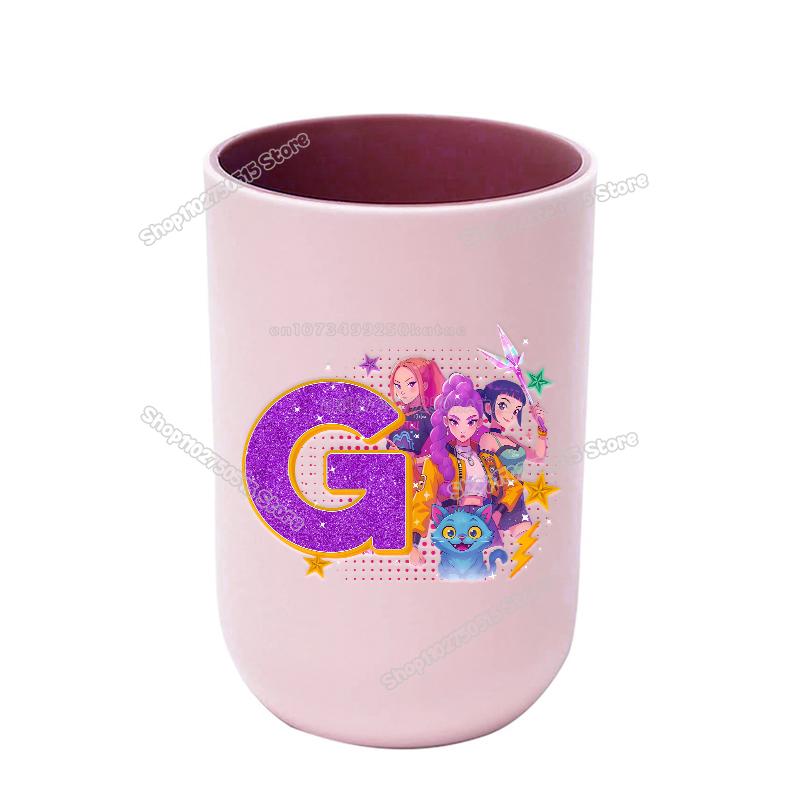 KPop Dämonenjäger Buchstabe A-Z Kinder Zahnbürstenbecher Rumi Mira Zoey Mädchen Mundspülbecher Trinkbecher Badezimmer Zahnbürstenhalter