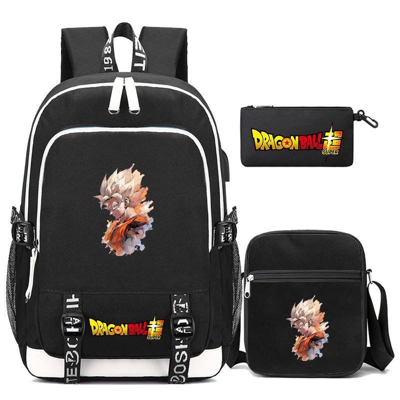 3Pcs/set Dragon Ball Printed Bag Laptop Backpack Messenger Bag for Girl Boy Teenager Schoolbag Men Women Leisure Travel Leisure Bag Rucksack Mochila