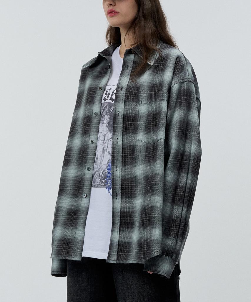 INTERSECTION Oversized Ombre Twill Check Shirt