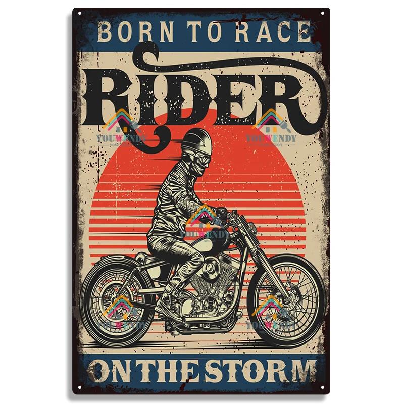 Born to Ride Motorcycle Tin Signs, Retro Metal Sign Plaque, Vintage Wall Decor, Garage, Bar, Man Cave, Decorative Plate