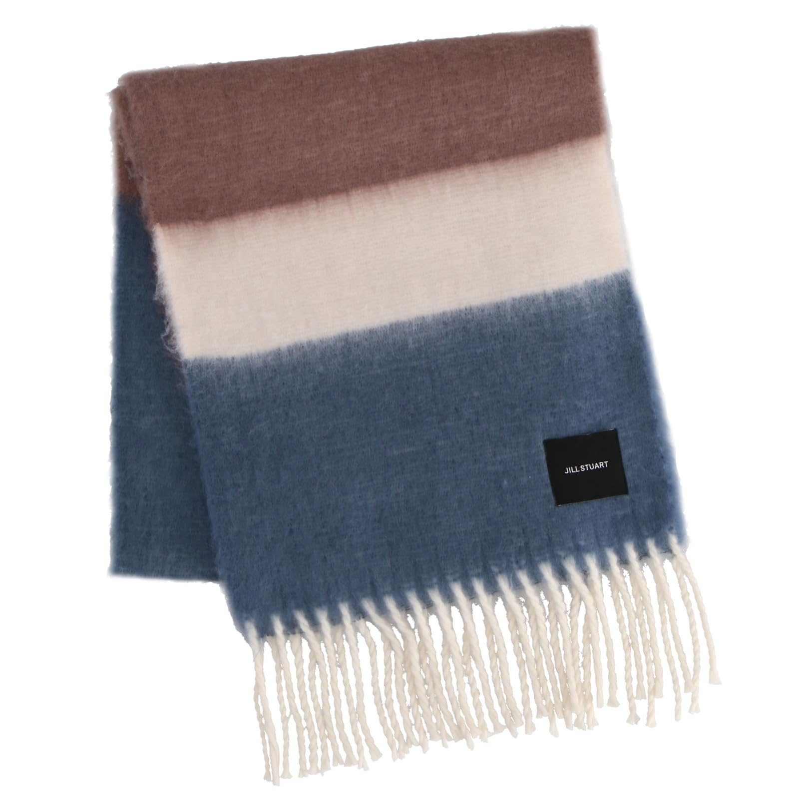 

JILL STUART Shaggy Scarf 60105001, Women s Striped Scarf, 60105001D, Blue [D], Approx. 40cm W x 220cm H