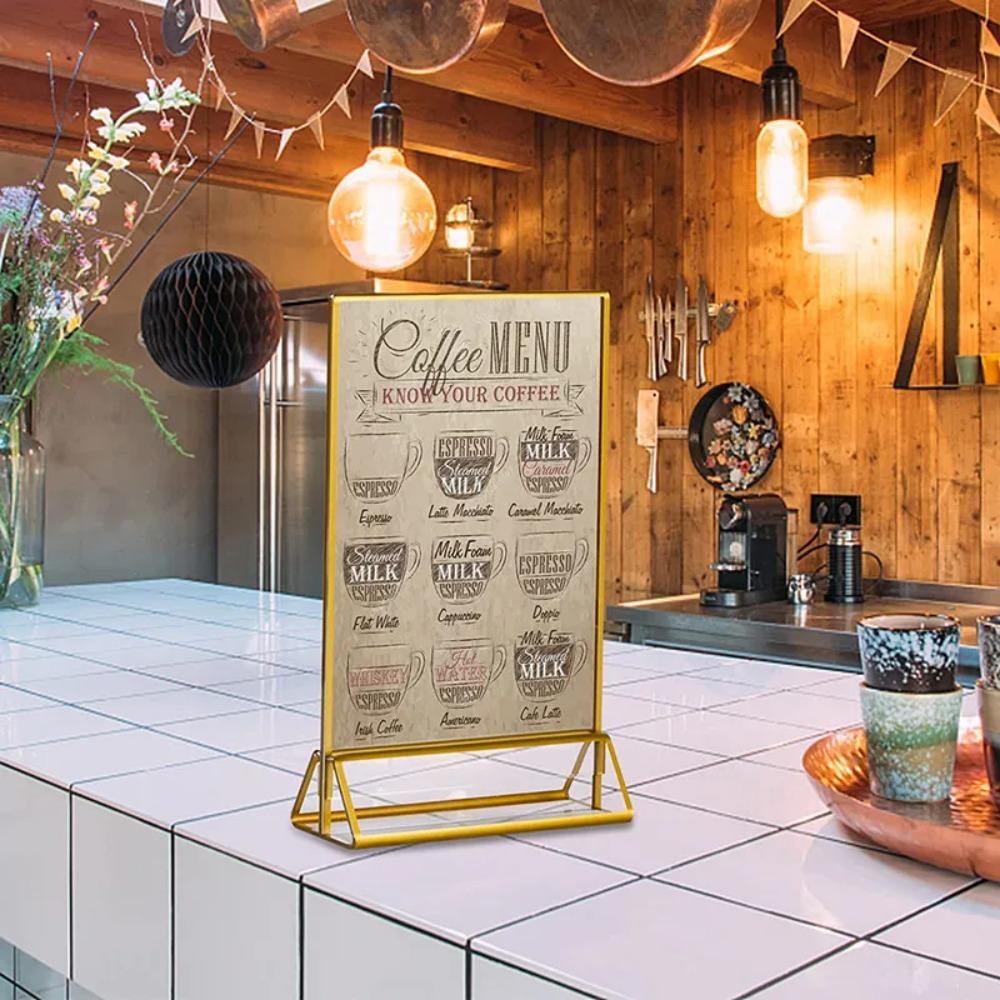 With Base Acrylic Golden Sign Holder DIY Menu Card Rack Label Holder Party Wedding Decorations