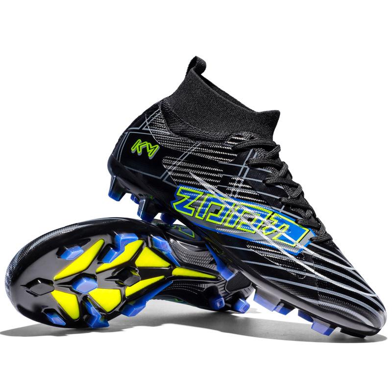 New High-top Football Shoes Men's Fly-woven Breathable Socks Professional Training Sneakers Long Nails Broken Nails Football Shoes Spot