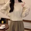 Solid Color Cropped Sweater for Petite Women - 2025 Autumn Korean Academy Style Knit Top