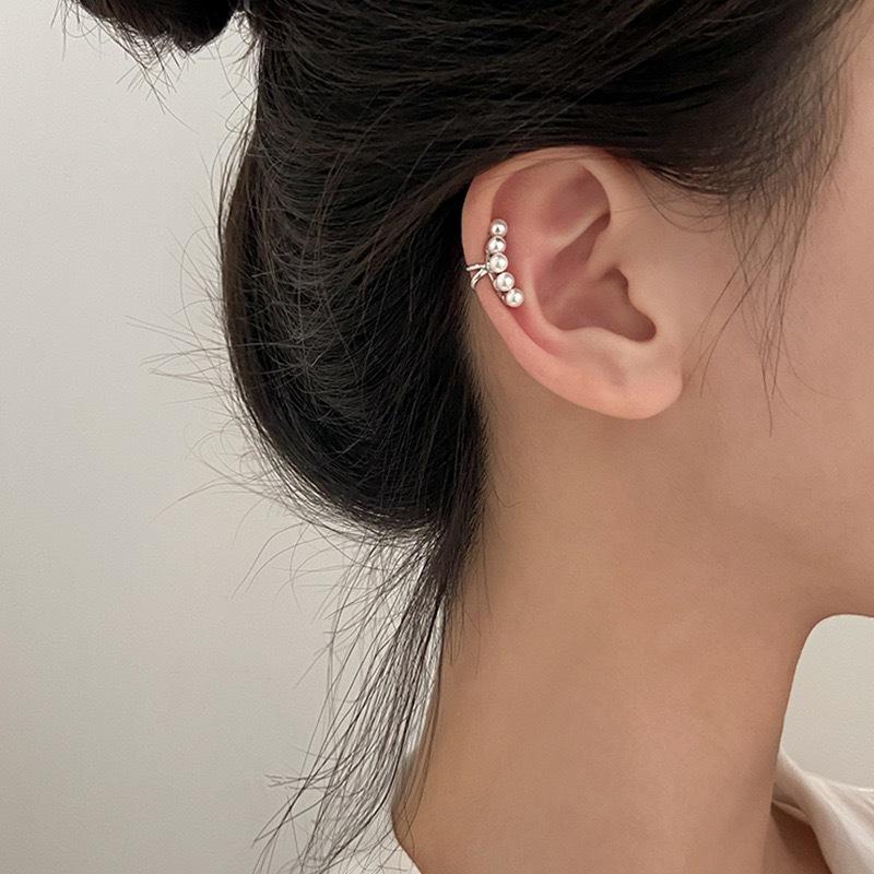 Silver Color Simple Pearl Ear Clip Earrings For Women Without Piercing Minimalist Fashion Jewelry Accessorie