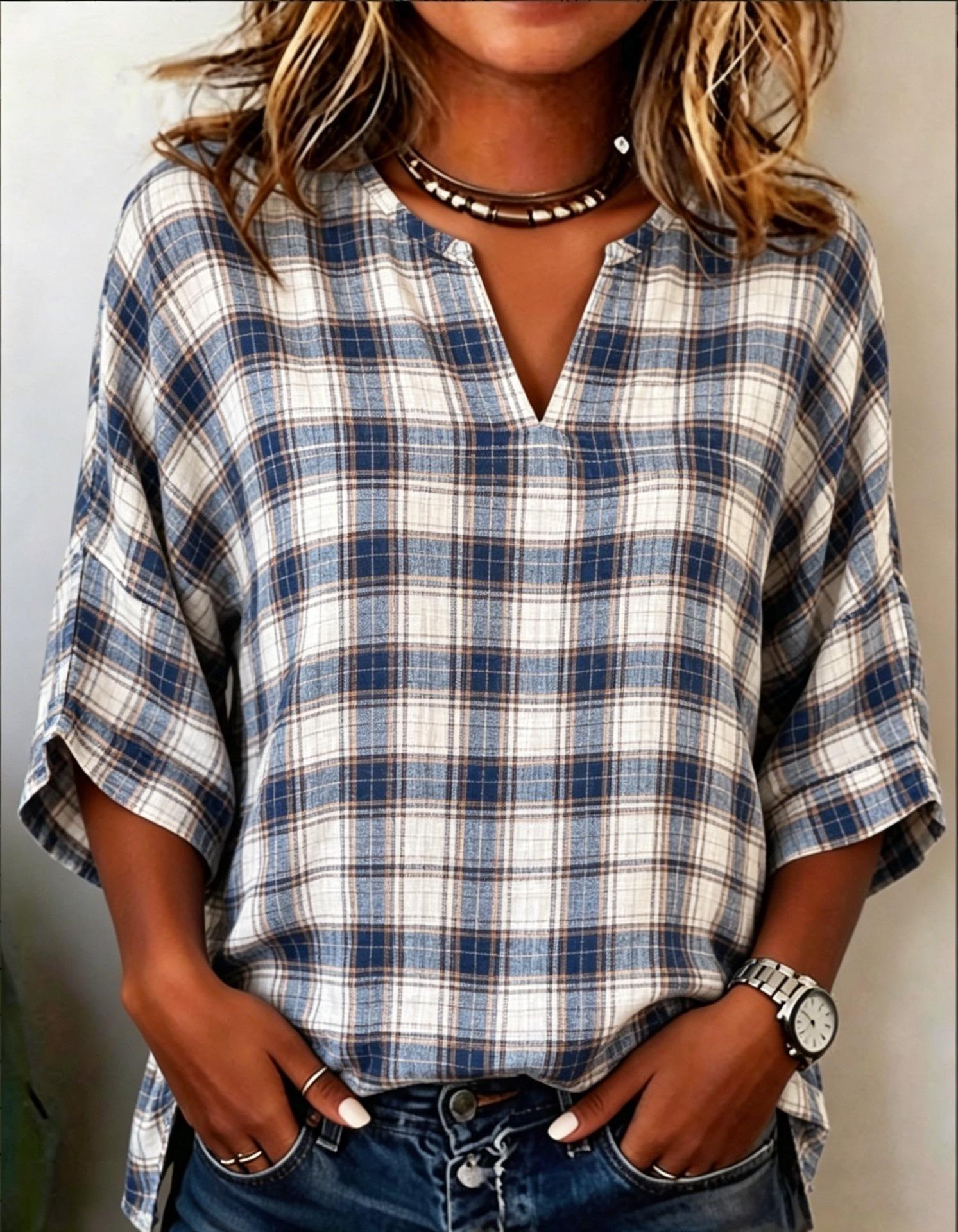Pink Floral Print V-Neck Short Sleeve Top Women s Casual Off-Shoulder Loose Shirt S