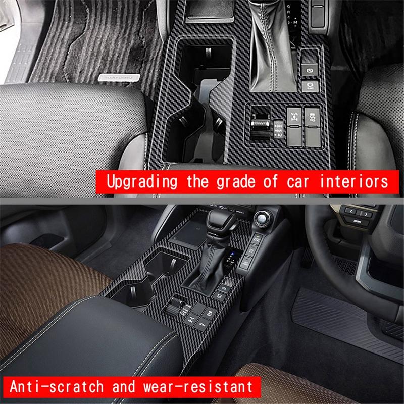 Car Center Console Gear Shift Panel Trim Cover Stickers for Toyota Prado LC250 2024 RHD Carbon Fiber