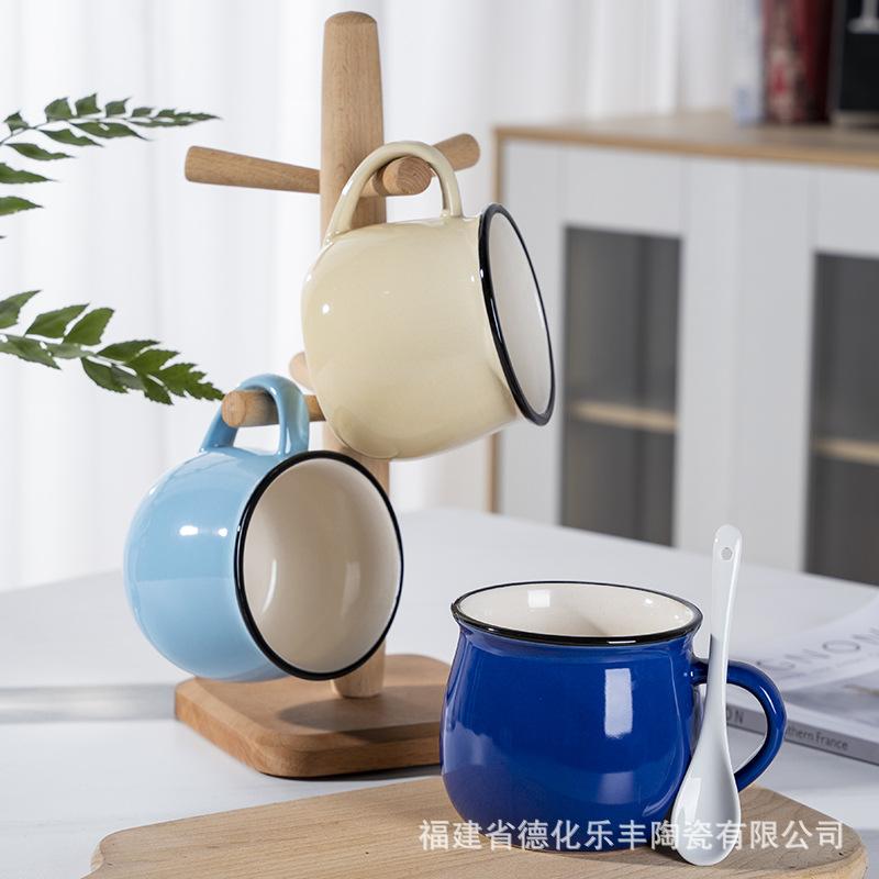 Fabrikware Keramiktasse Bauchige Tasse, Milchfrühstückstasse Kaffeetasse, Farbglasur kann bestimmt werden