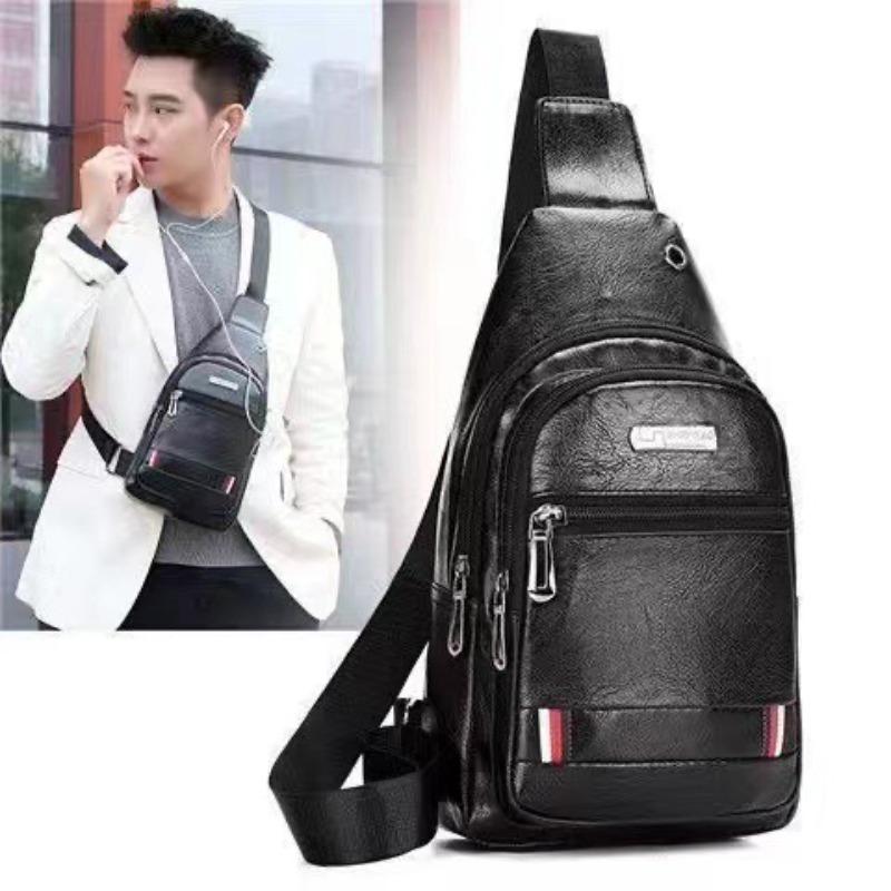1 Stück Neue Brusttasche Herren Lässige Mode Weiches Leder Schulter Messenger Bag Student Reise Trendige Marke Brust Schräg Rucksack