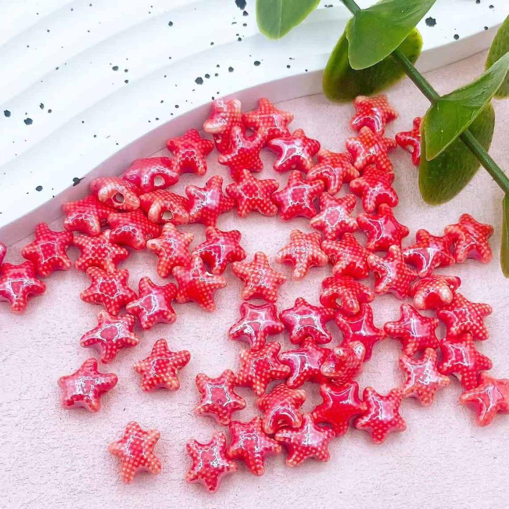 20pcs Ceramic Ceramic Spacer Loose Beads Fresh Color Jewelry Making Material Starfish Bead  Student