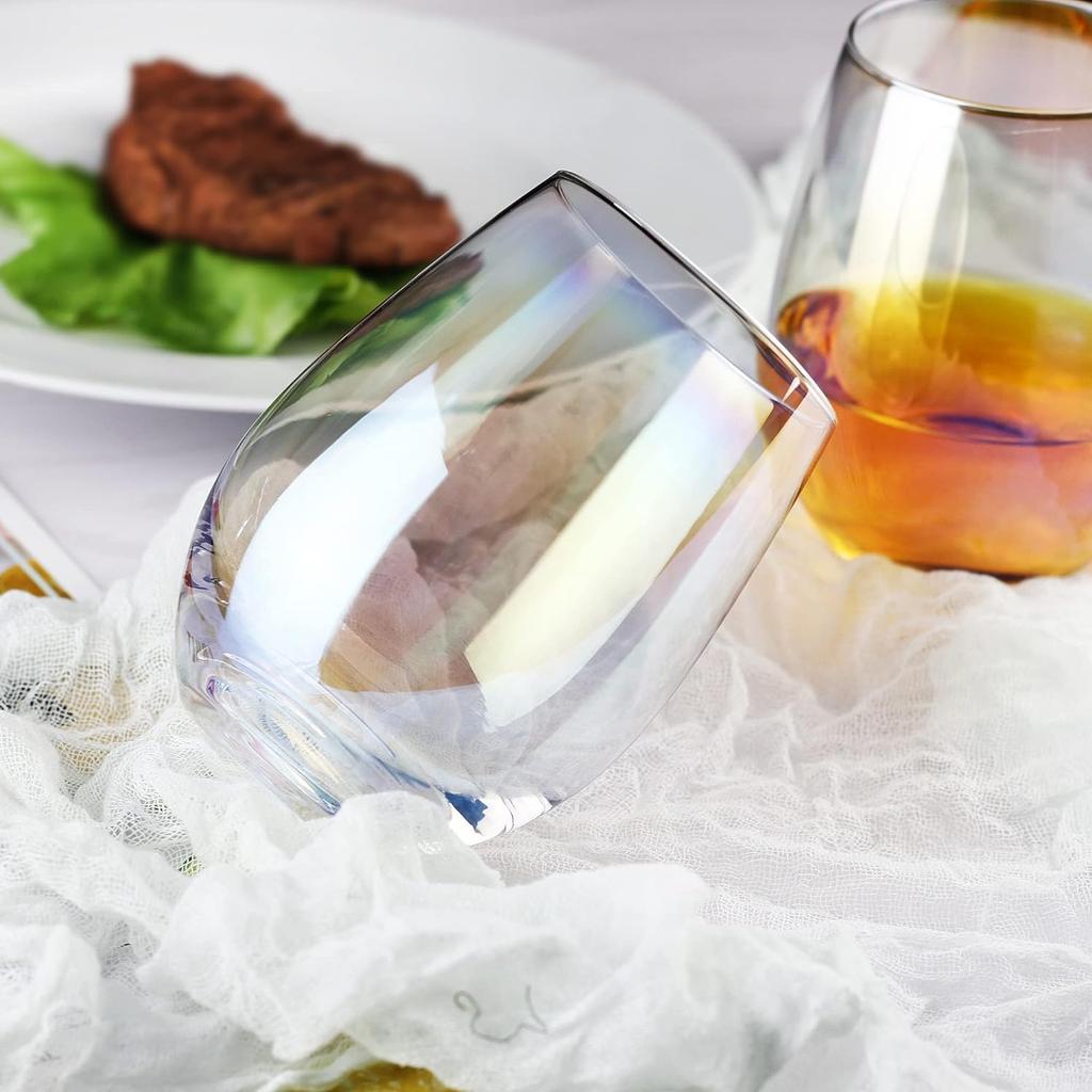 Rainbow Wine Glasses(Set Of 2/Set Of 4)-20 Oz,Large Iridescent Wine Glasses ,Water Glass,Perfect For Gifts,Party,Home&Bar